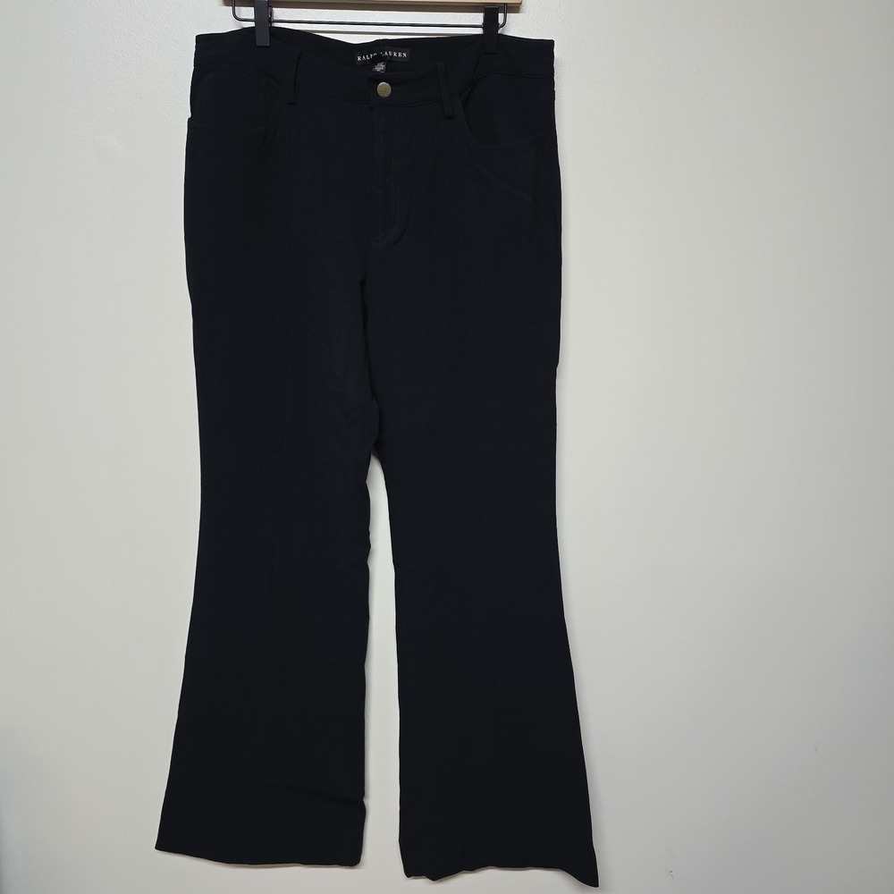 Ralph Lauren Black Label Women Black Pants 14 Bootcut Stretch Career Work Slacks